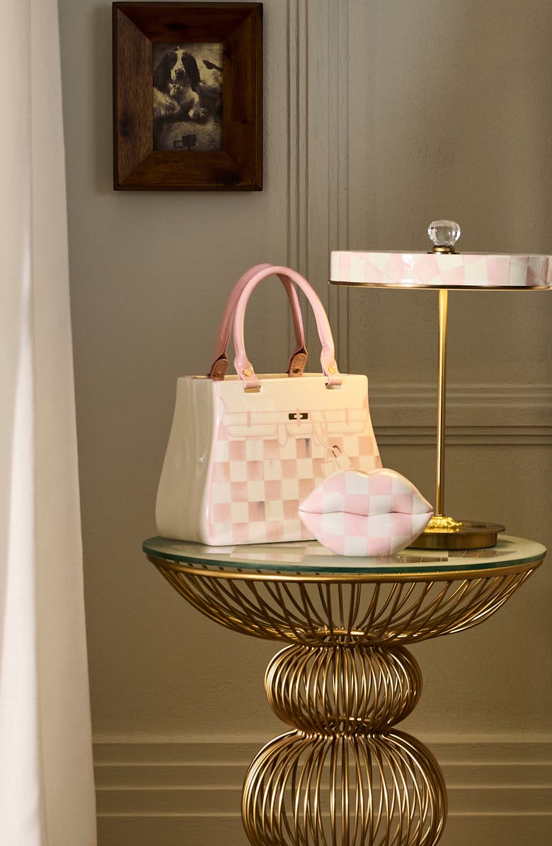 MACKENZIE CHILDS Rosy Check Doodles Handbag Vase, Alternate, color, Rosy
