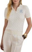 Lauren Ralph Lauren Natrissa Cable Stitch Cotton Polo Sweater