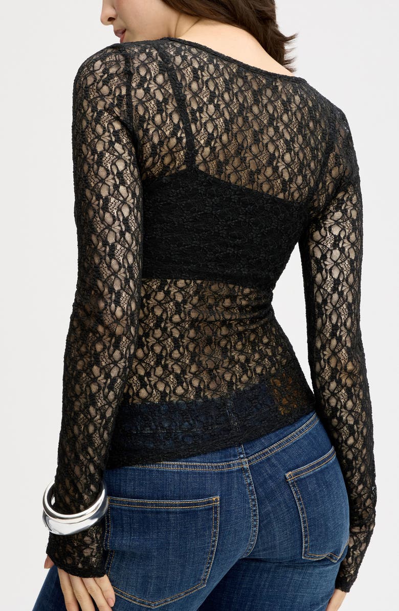 Sam Edelman Sheer Lace Top, Alternate, color, True Black