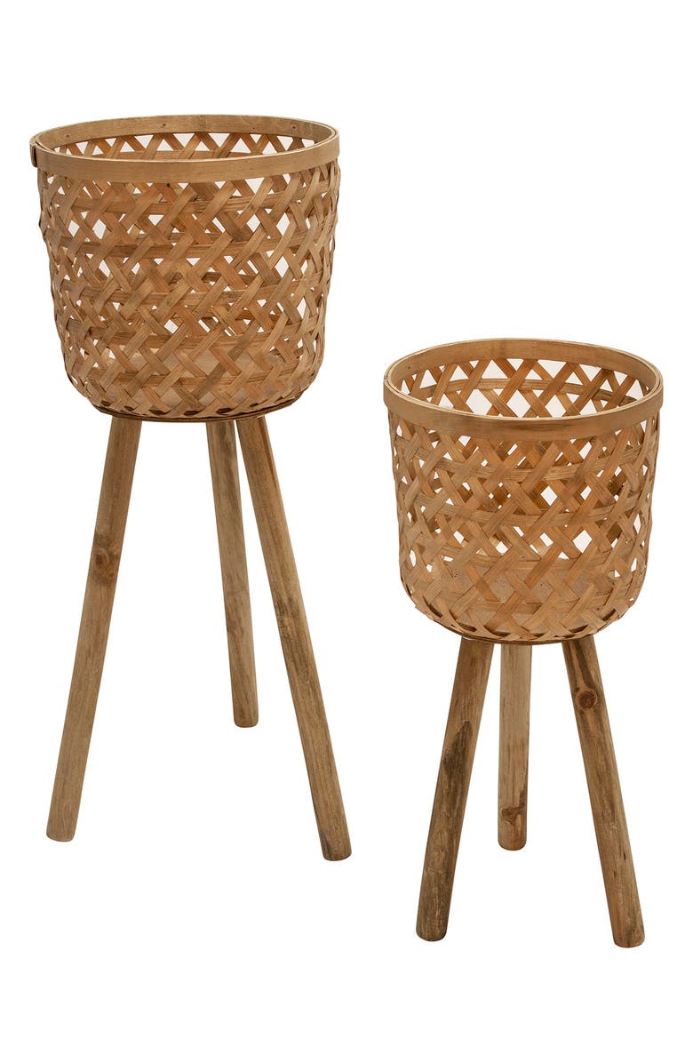SAGEBROOK HOME SAGEBROOK Bamboo Planter on Stands - Set of 2, Main, color,