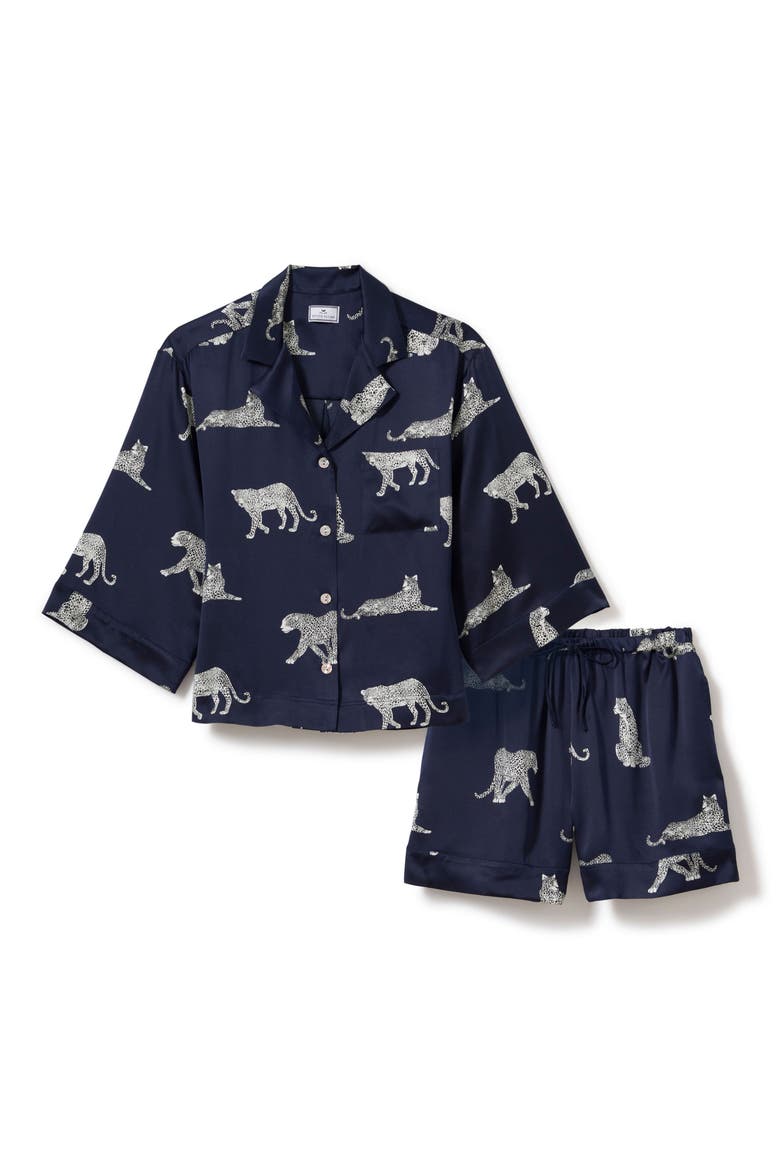 Olivia Silk Pajamas, Alternate, color, NAVY