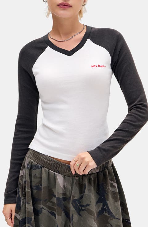 Long Sleeve Cotton V-Neck T-Shirt