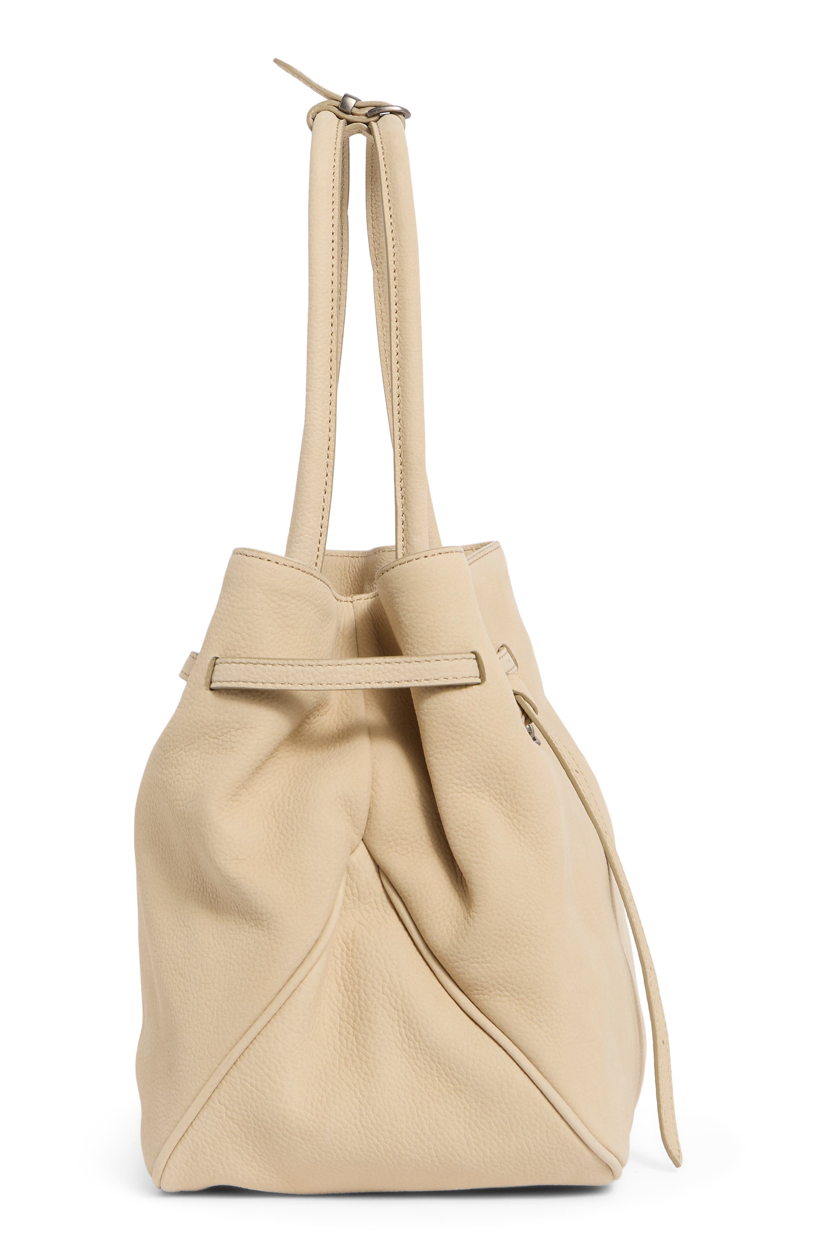 Grandma Large Buckle Suede Shoulder Bag, Alternate, color, BEIGE NUBUCK