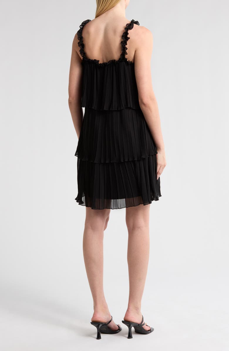 DKNY Pleated Tiered Chiffon Dress, Alternate, color, Black