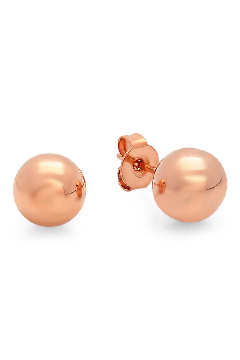18k Rose Gold Plated Ball Stud Earrings, Main, color, ROSE GOLD
