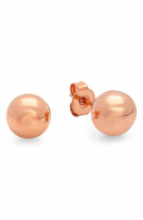 18k Rose Gold Plated Ball Stud Earrings