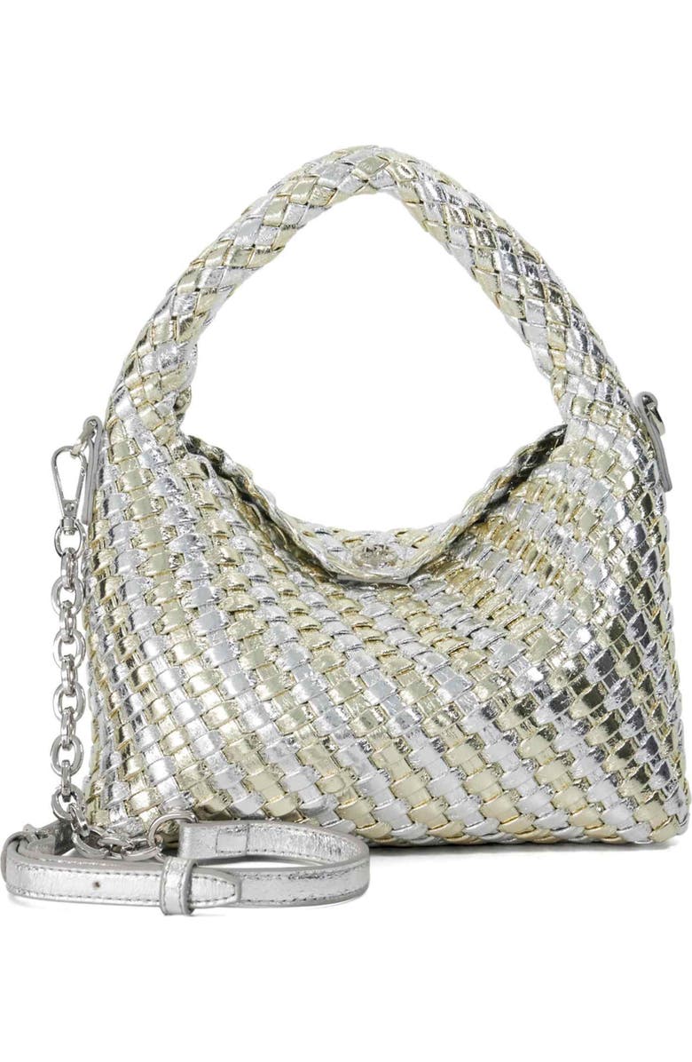 Dune London Dinkydeliberate Woven Top Handle Bag, Main, color, Silver