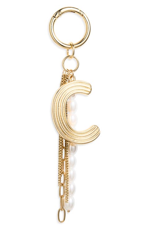 Initial Faux Pearl Bag Charm