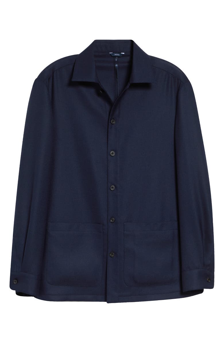 Thom Sweeney Wool Hopsack Overshirt, Alternate, color, Navy