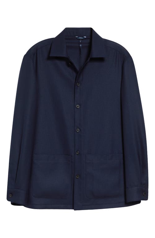 Thom Sweeney Wool Hopsack Overshirt In Blue