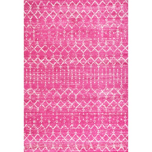 Jonathan Y Moroccan Hype Boho Vintage Diamond Area Rug In Fuchsia/ivory