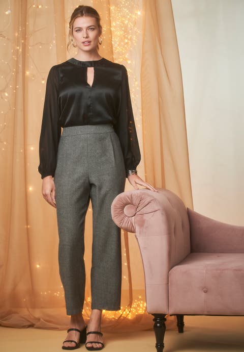 Herringbone Straight Leg Pant (Plus Available)