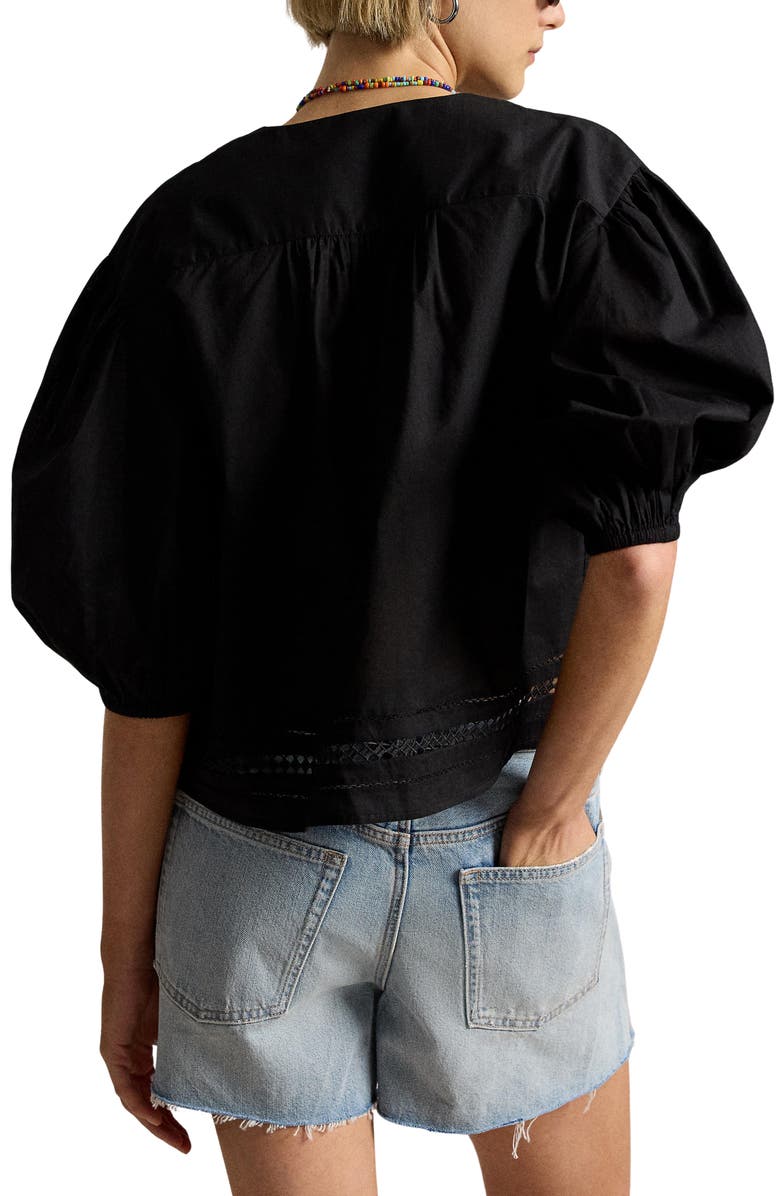 Polo Ralph Lauren Lace Detail Cotton Top, Alternate, color, Polo Black