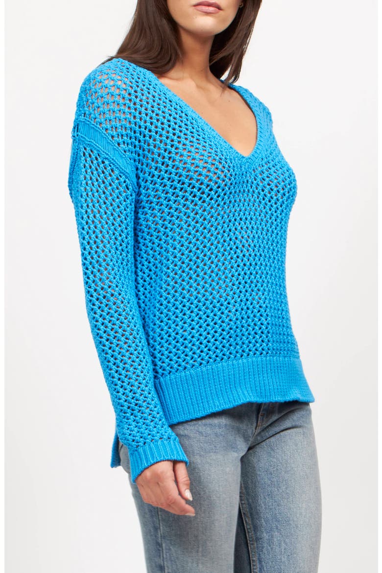 Tate Open Stitch Cotton Blend Sweater, Alternate, color, BRILLIANT BLUE
