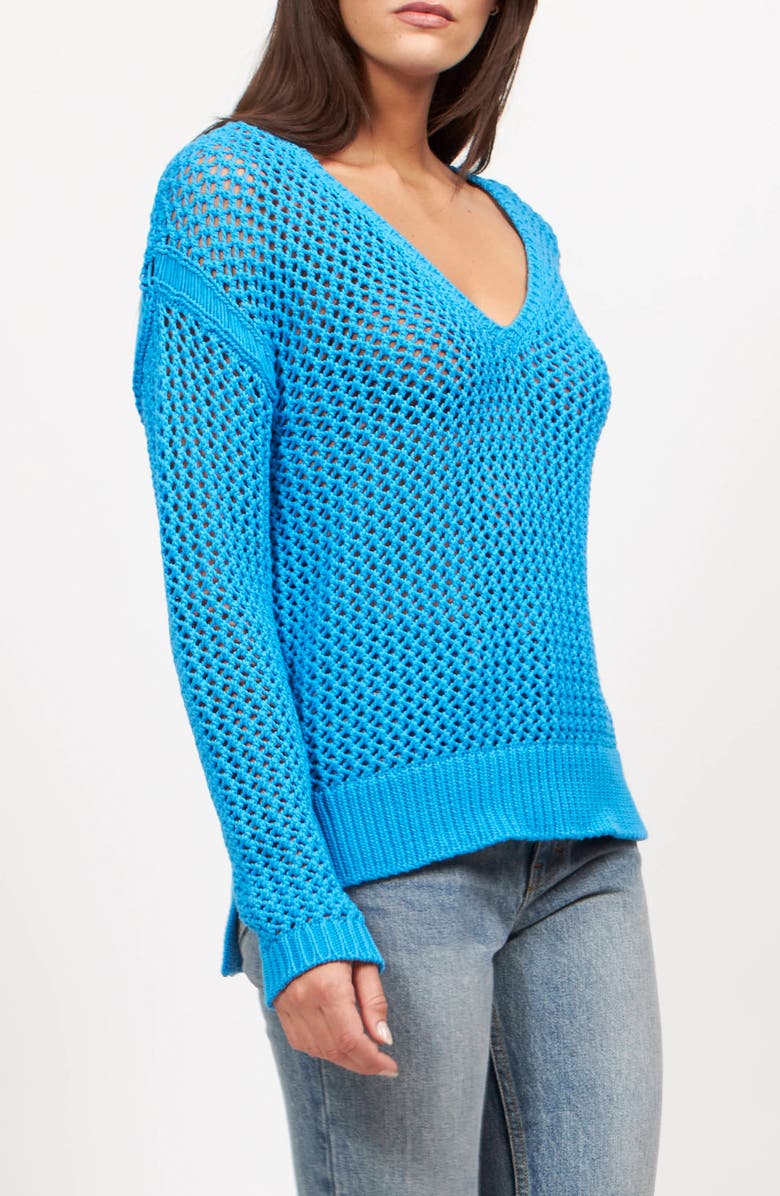 Equipment Tate Open Stitch Cotton Blend Sweater, Alternate, color, Brilliant Blue