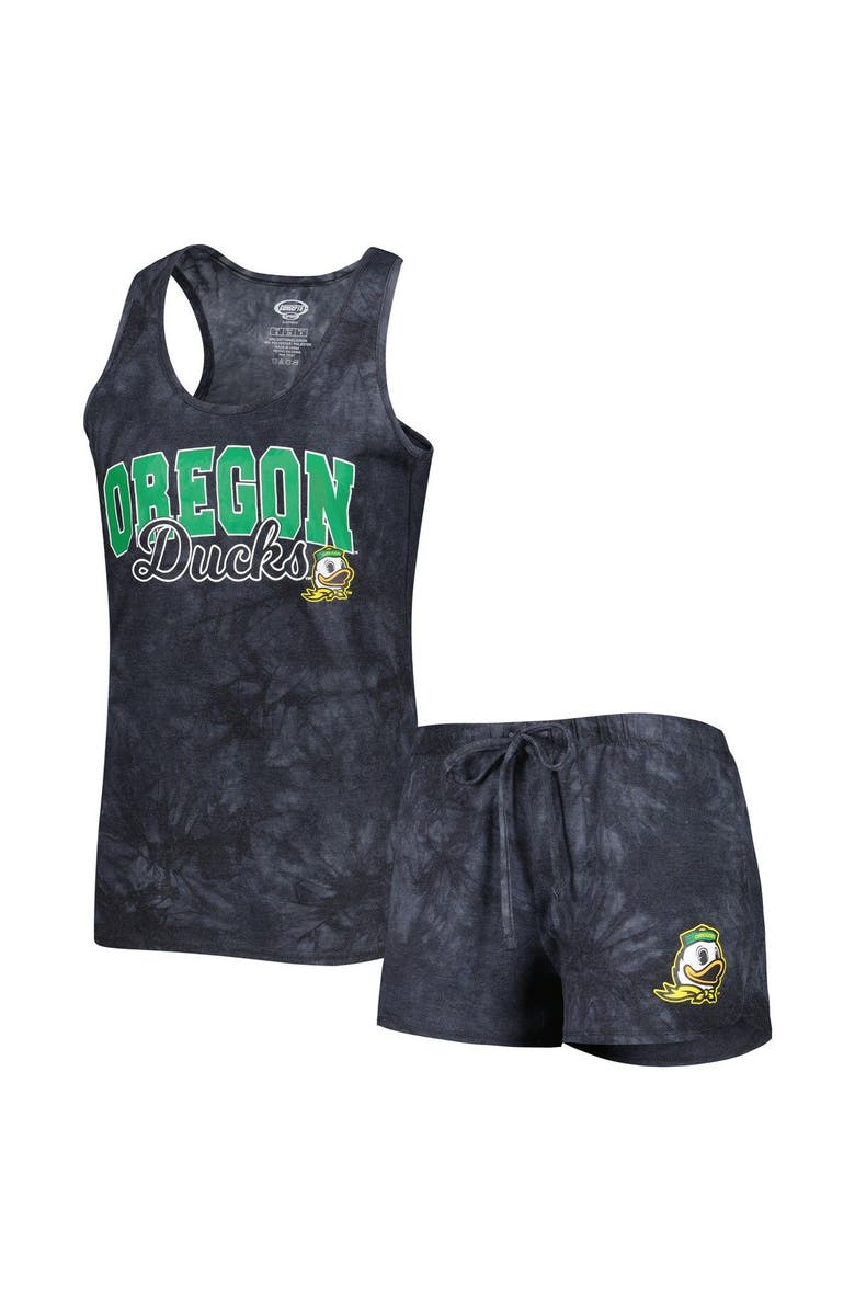 CONCEPTS SPORT Women's Concepts Sport Charcoal Oregon Ducks Billboard Tie-Dye Tank and Shorts Sleep Set, Main, color, 