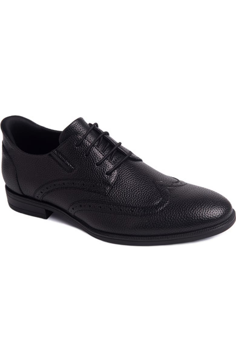 Marc Joseph New York Howard Street Hands Free Technology Leather Wingtip Dress Oxford, Main, color, Black Grainy Leather