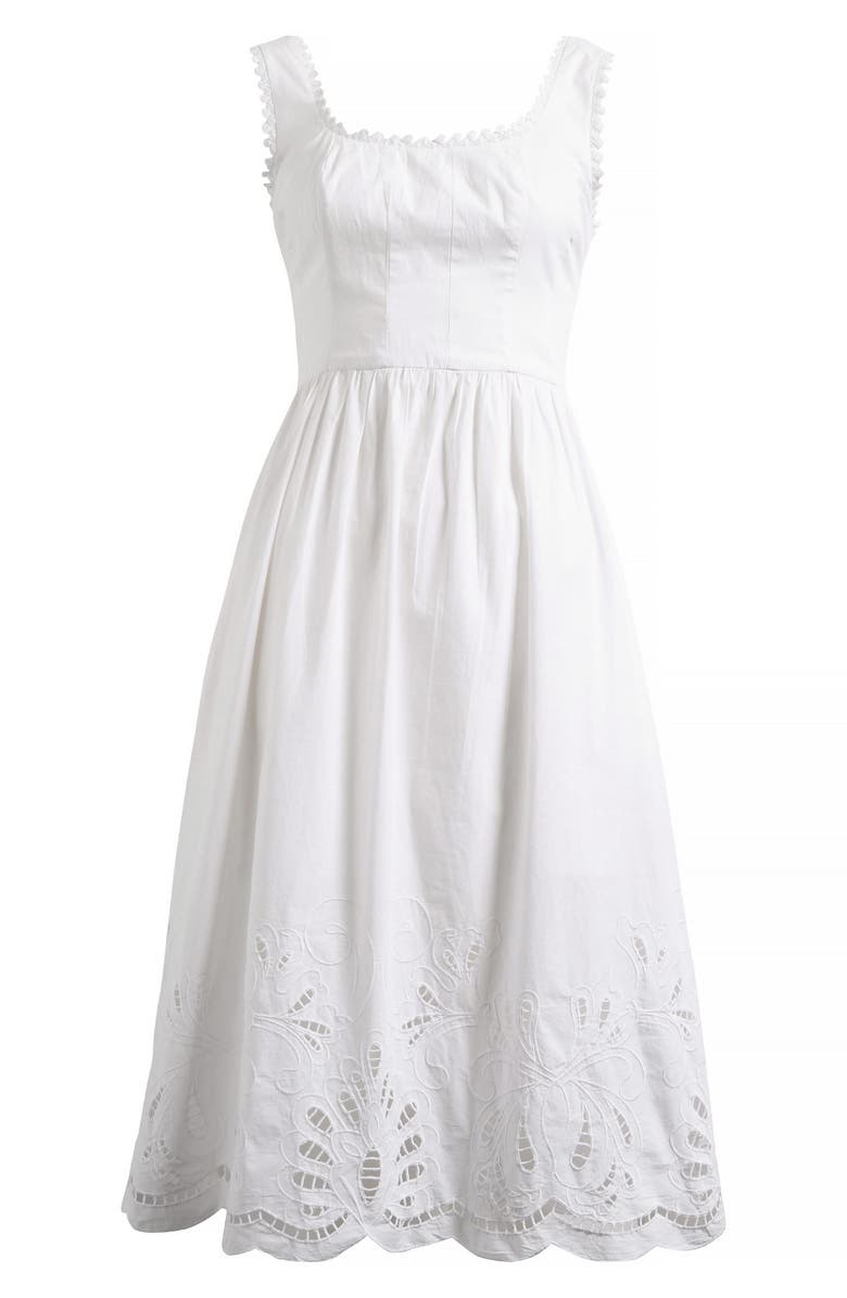 Avec Les Filles Embroidered Cotton Poplin Midi Dress, Alternate, color, 