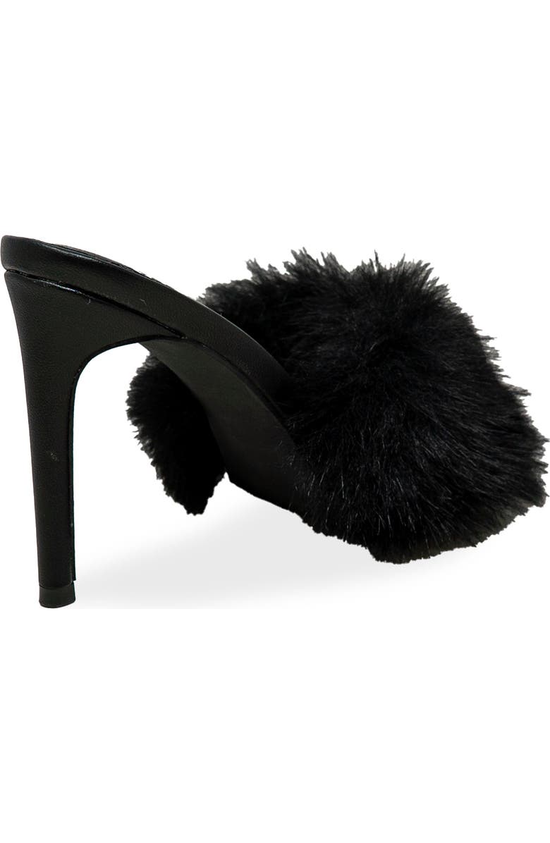 CHASE AND CHLOE Faux Fur Stiletto Mule Sandal, Alternate, color, Black