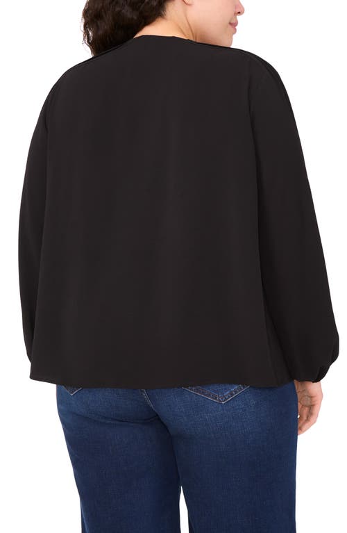 Cece Circle Lace Long Sleeve Pintuck Top In Black