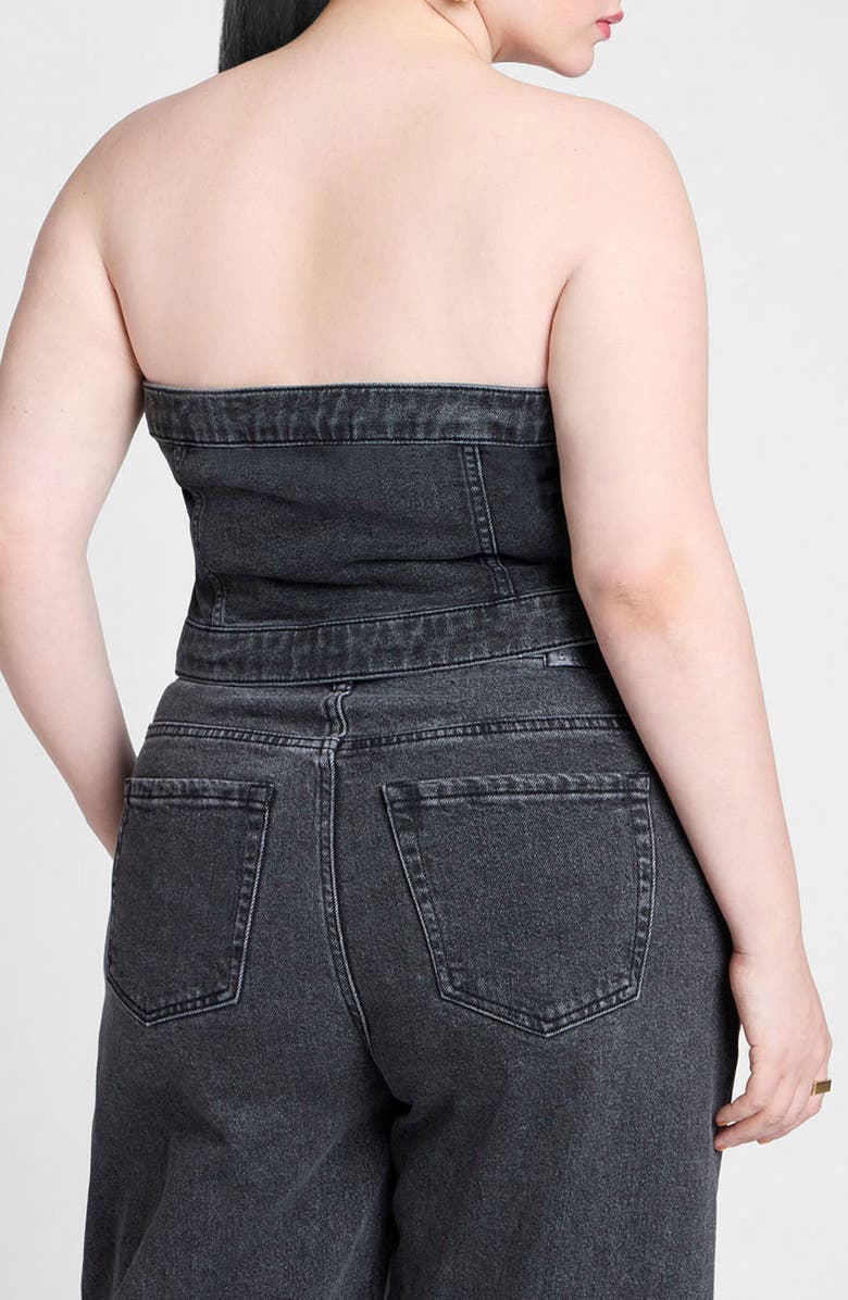 ELOQUII Strapless Denim Top, Alternate, color,