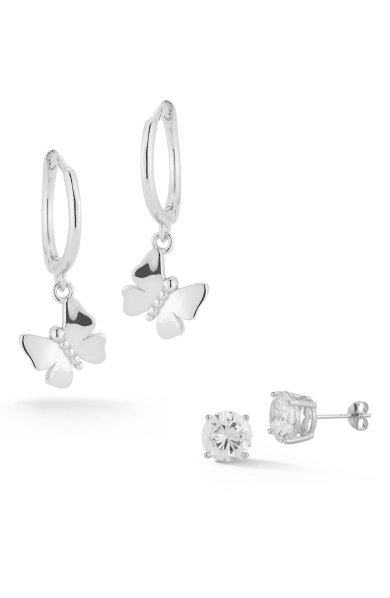 GLAZE JEWELRY Set of 2 Sterling Silver Earrings, Main, color, Silver