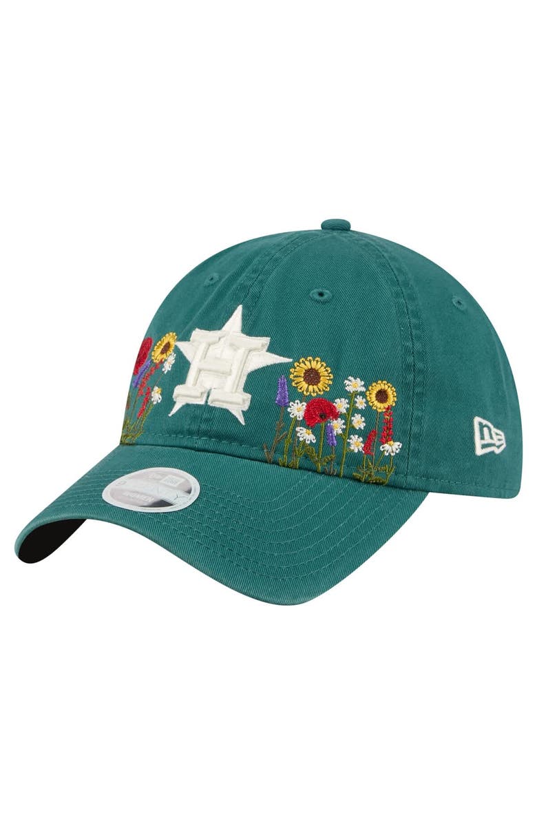 New Era Women's New Era  Dark Green Houston Astros Floral Stitch 9TWENTY Adjustable Hat, Main, color, Dark Green