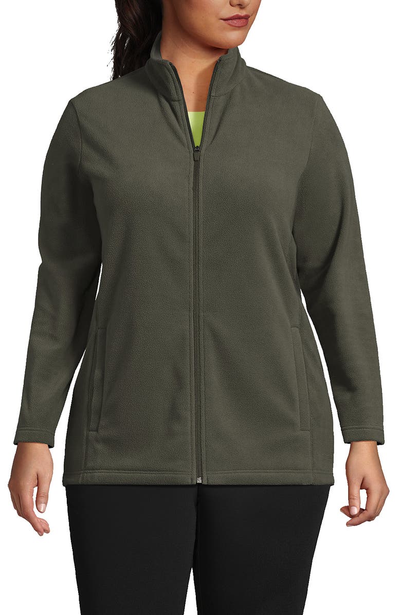 Lands' End Plus Size Anyweather Fleece Full Zip Jacket, Main, color, Forest Moss Green