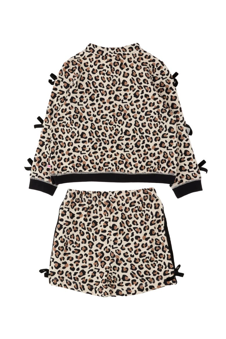 Fleece Bow Quarter Zip & Shorts Set, Alternate, color, Classic Leopard