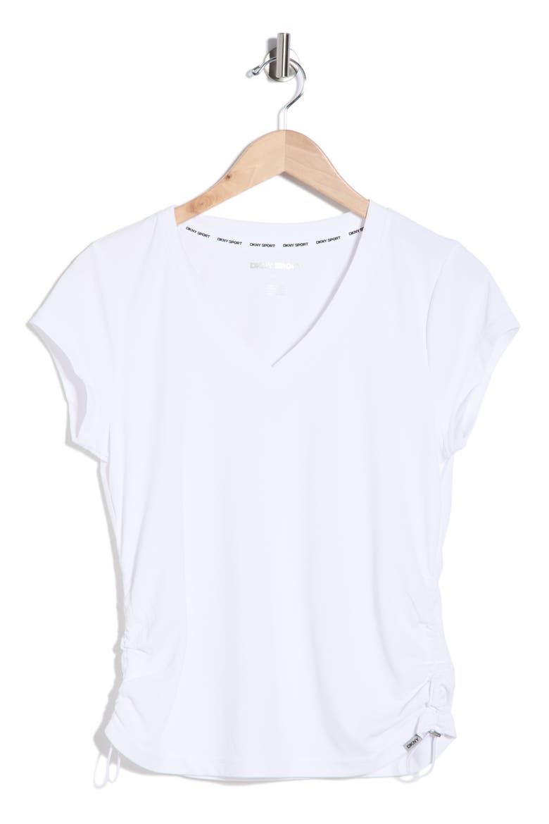 Ruched Tech T-Shirt, Alternate, color, WHITE