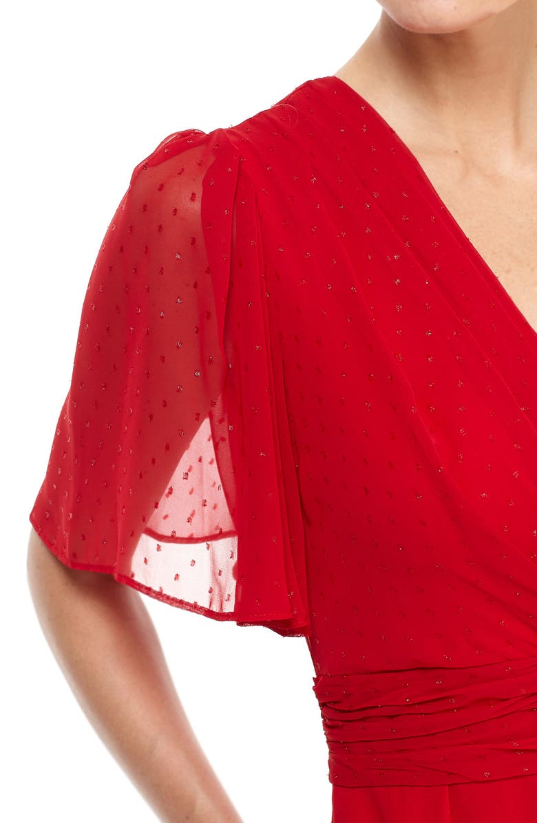 Gal Meets Glam Collection Brielle Clip Dot Chiffon Jumpsuit, Alternate, color,