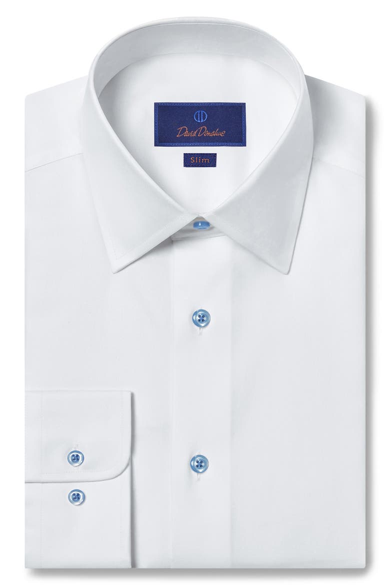 Slim Fit Cotton Dress Shirt, Main, color, WHITE