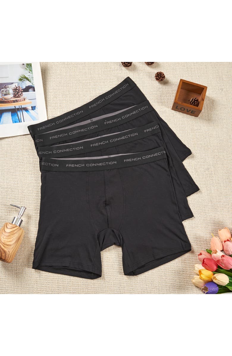 French Connection Mens 4-Pack Modal Boxer Brief, Main, color, Black