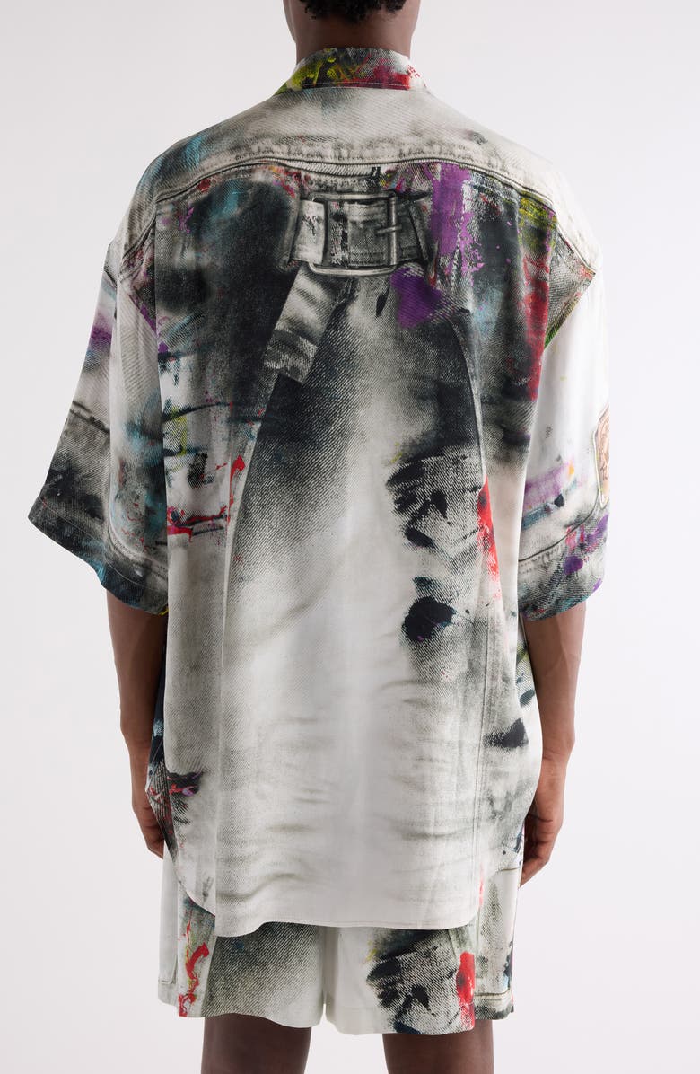 Acne Studios Setar Paint Print Button-Up Shirt, Alternate, color, White Multicolor