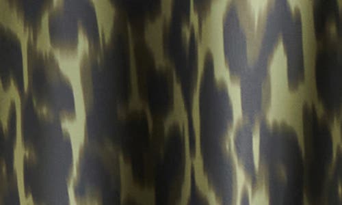 Steve Madden Rami Leopard Print Long Sleeve Chiffon Minidress In Olive Night