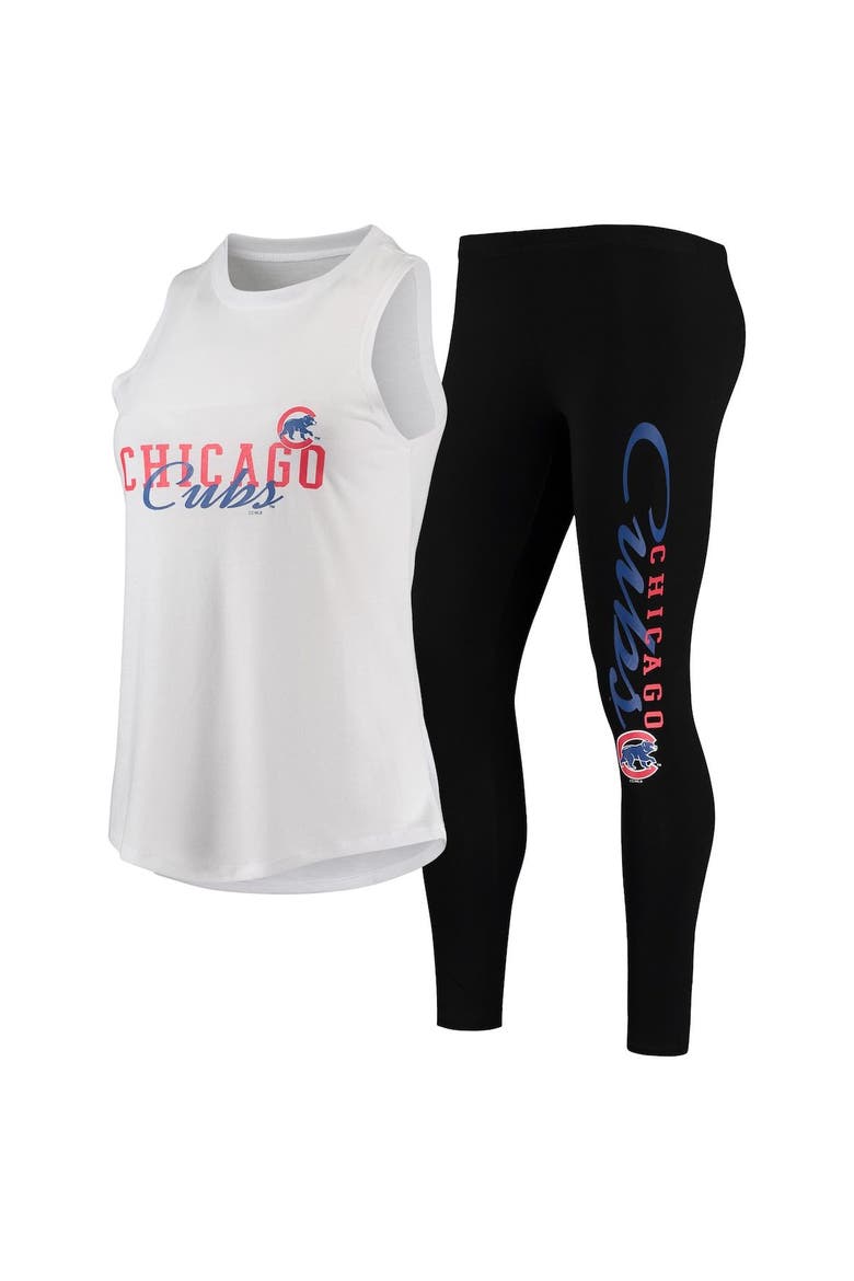 Women's Concepts Sport White/Black Chicago Cubs Sonata Tank Top & Leggings Pajama Set, Main, color, White