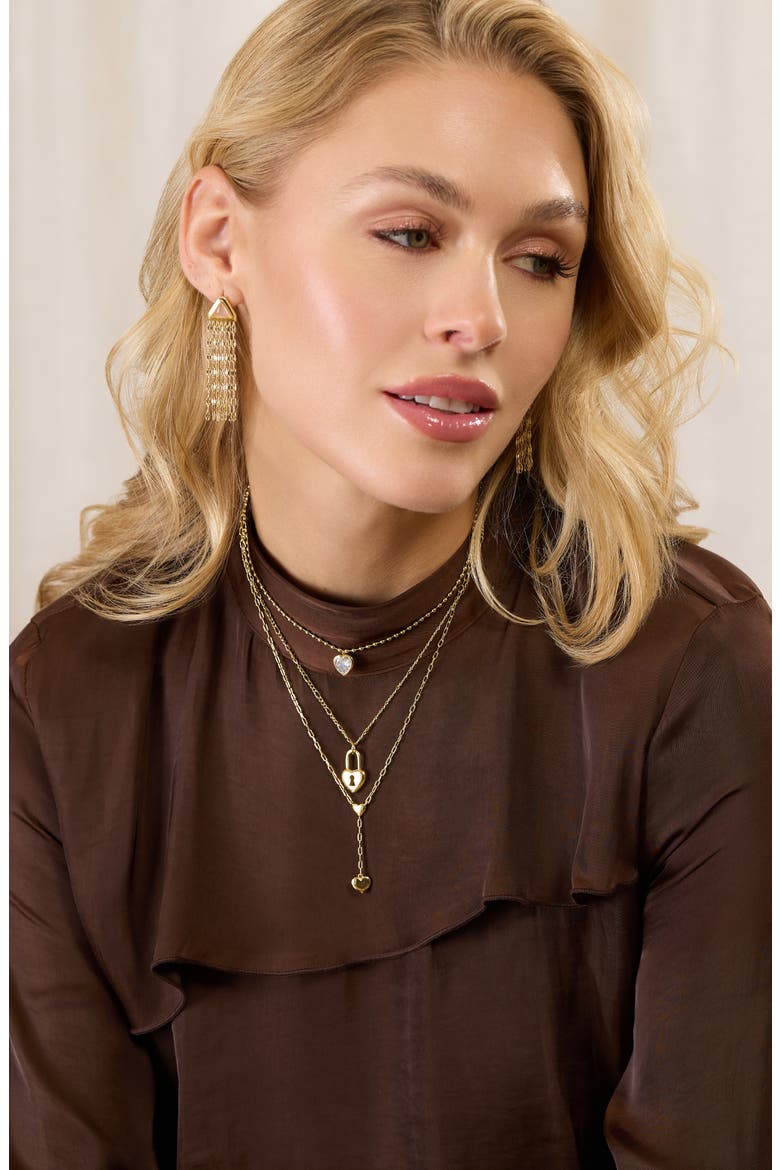 Modern Muse Double Heart Y Necklace, Alternate, color, GOLD