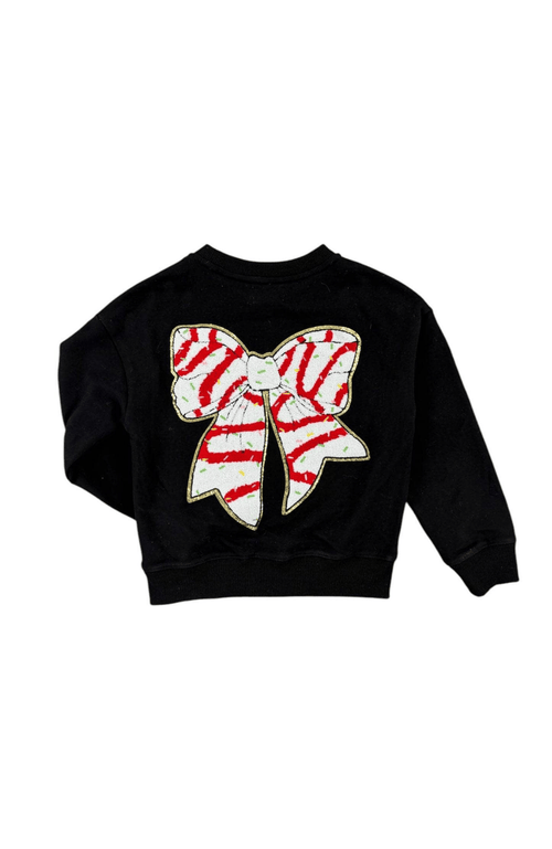 Lola + The Boys Christmas Bow Sweatshirt In Black