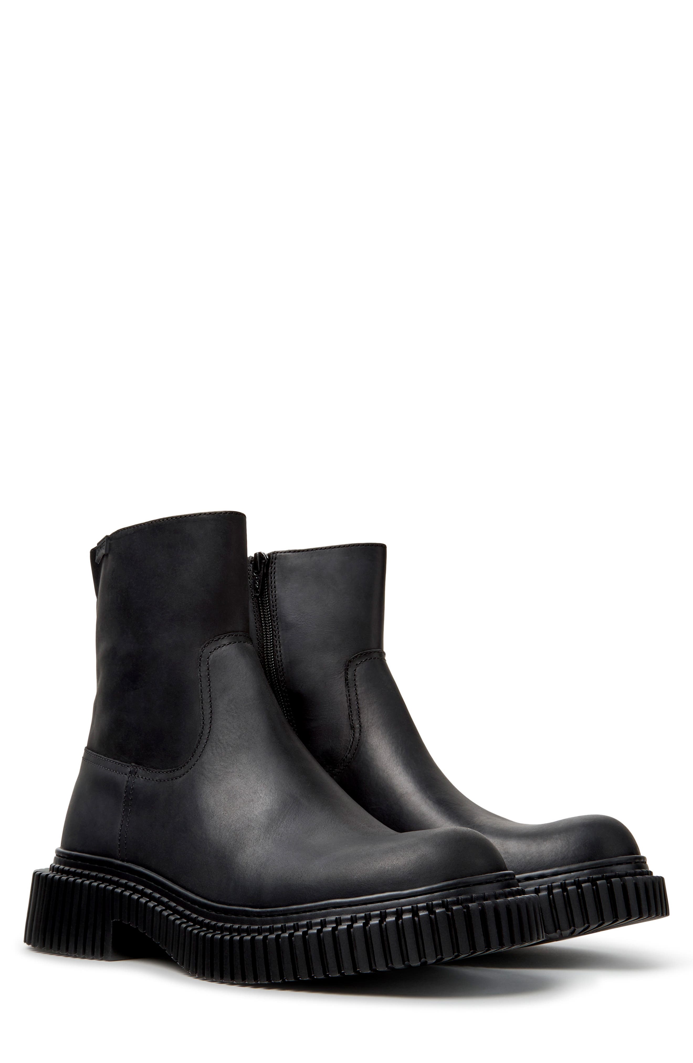 Pix Berlin Leather Ankle Boot, Main, color, BLACK