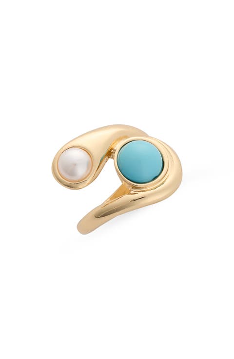 Stone & Faux Pearl Ring