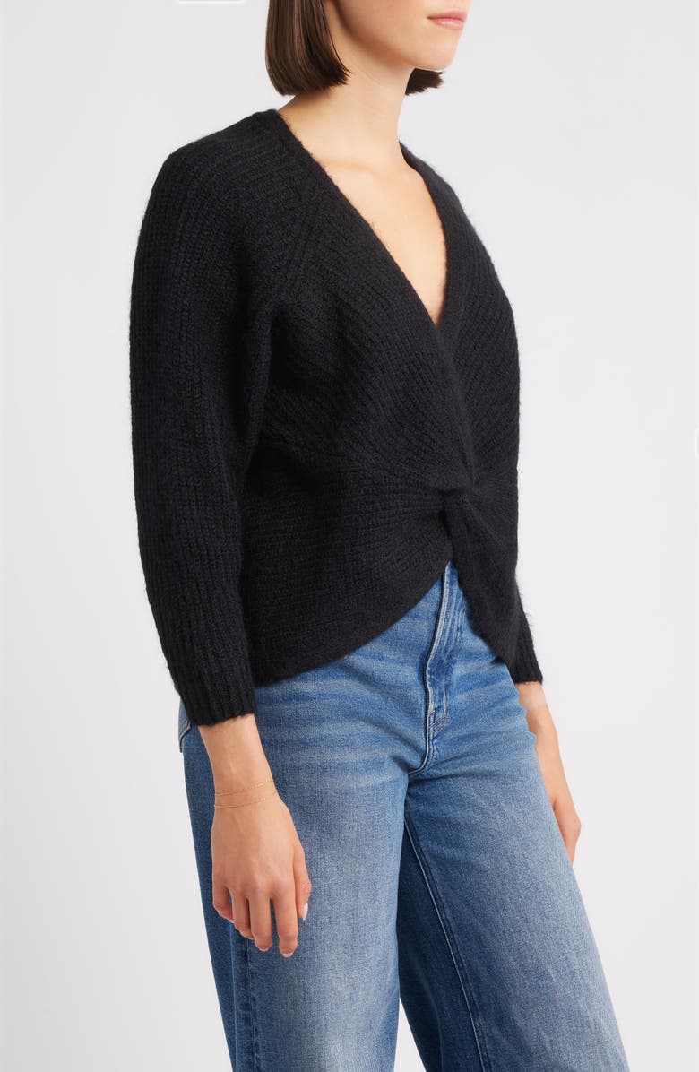 Hatley Twist Front Sweater, Alternate, color, Black