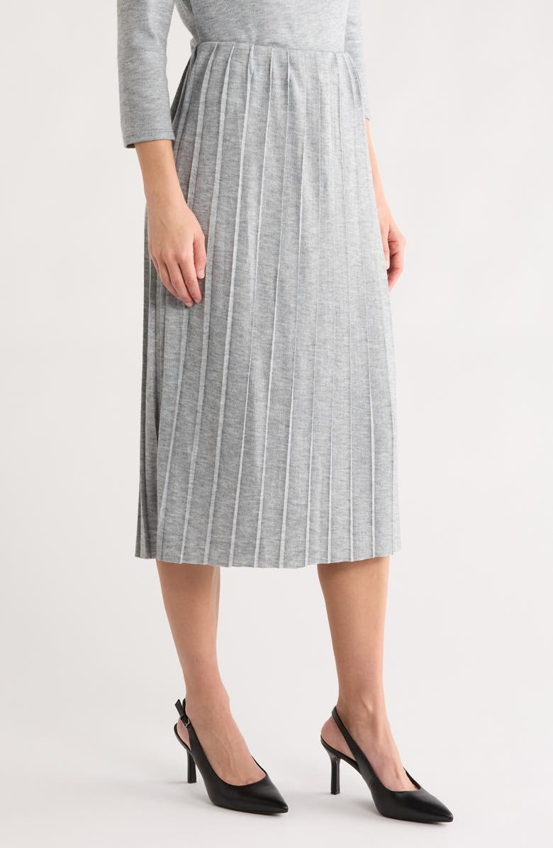 Vince Camuto Pleated Midi Skirt, Alternate, color, Silver Heather