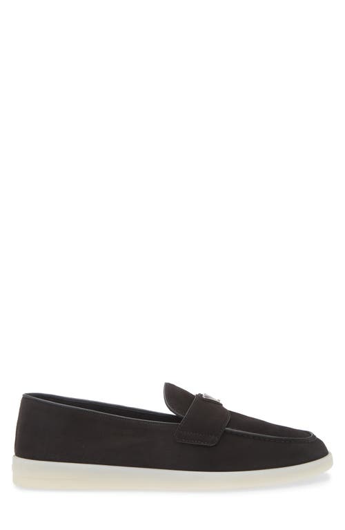 Prada Suede Slip-on Shoes In Nero