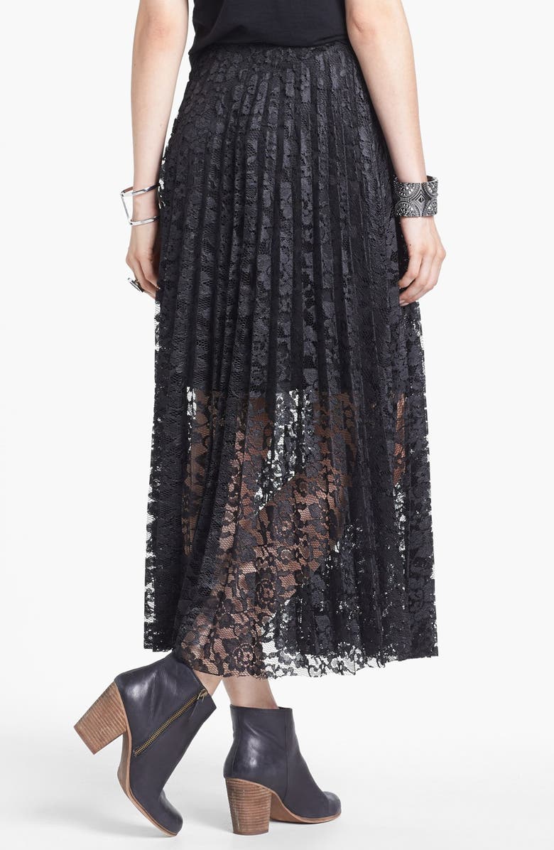 Free People Knife Pleat Lace Maxi Skirt, Alternate, color, 