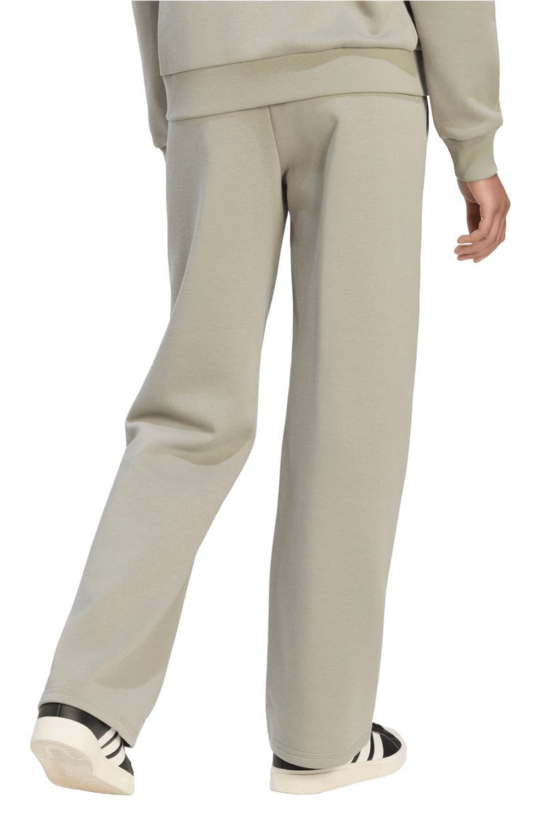Wide Leg Fleece Joggers, Alternate, color, SILVER PEBBLE/ WHITE
