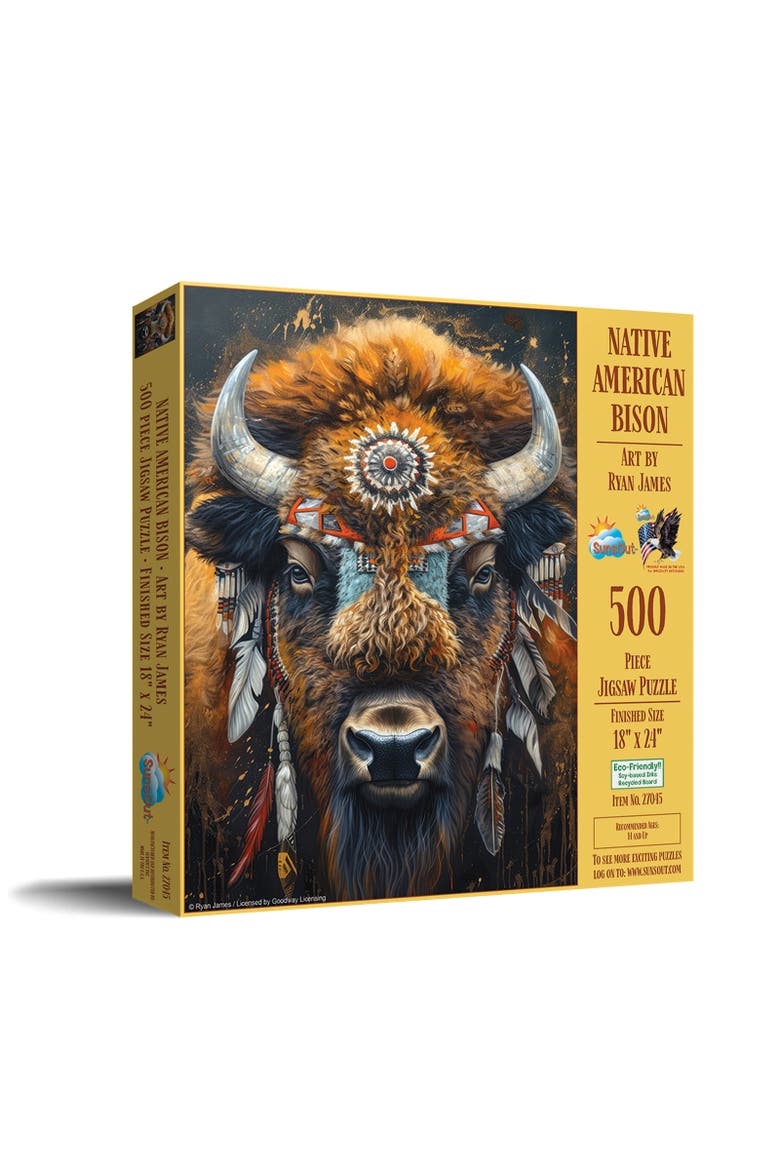 Native American Bison 500 piece Jigsaw Puzzle for Adults, Main, color, Multicolor