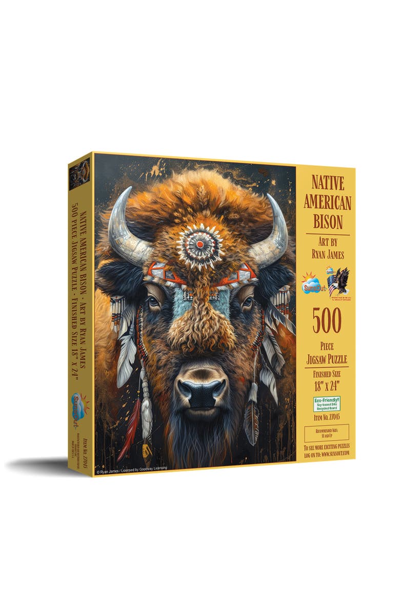 Sunsout Native American Bison 500 piece Jigsaw Puzzle for Adults, Main, color, Multicolor