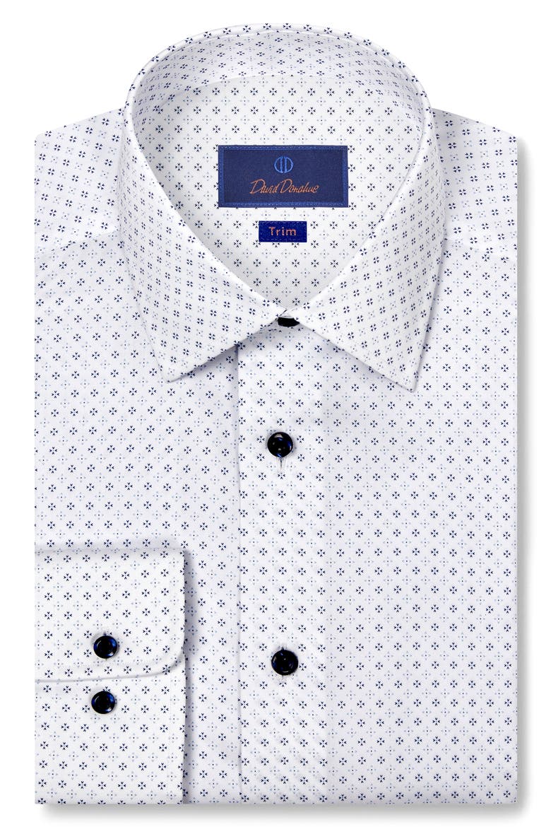 Trim Fit Neat Print Dress Shirt, Main, color, BLUE/ SKY