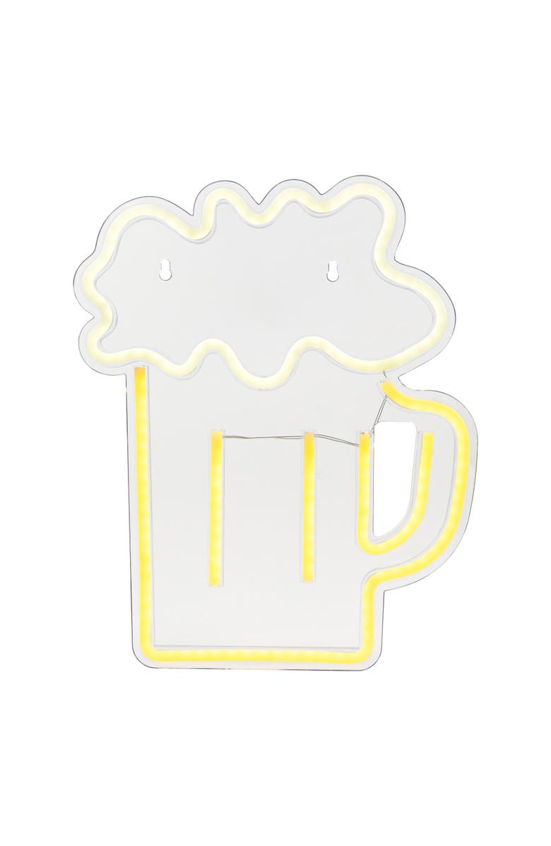 Northlight LED Beer Mug Neon Lighted Wall Art - 13", Main, color, Yellow
