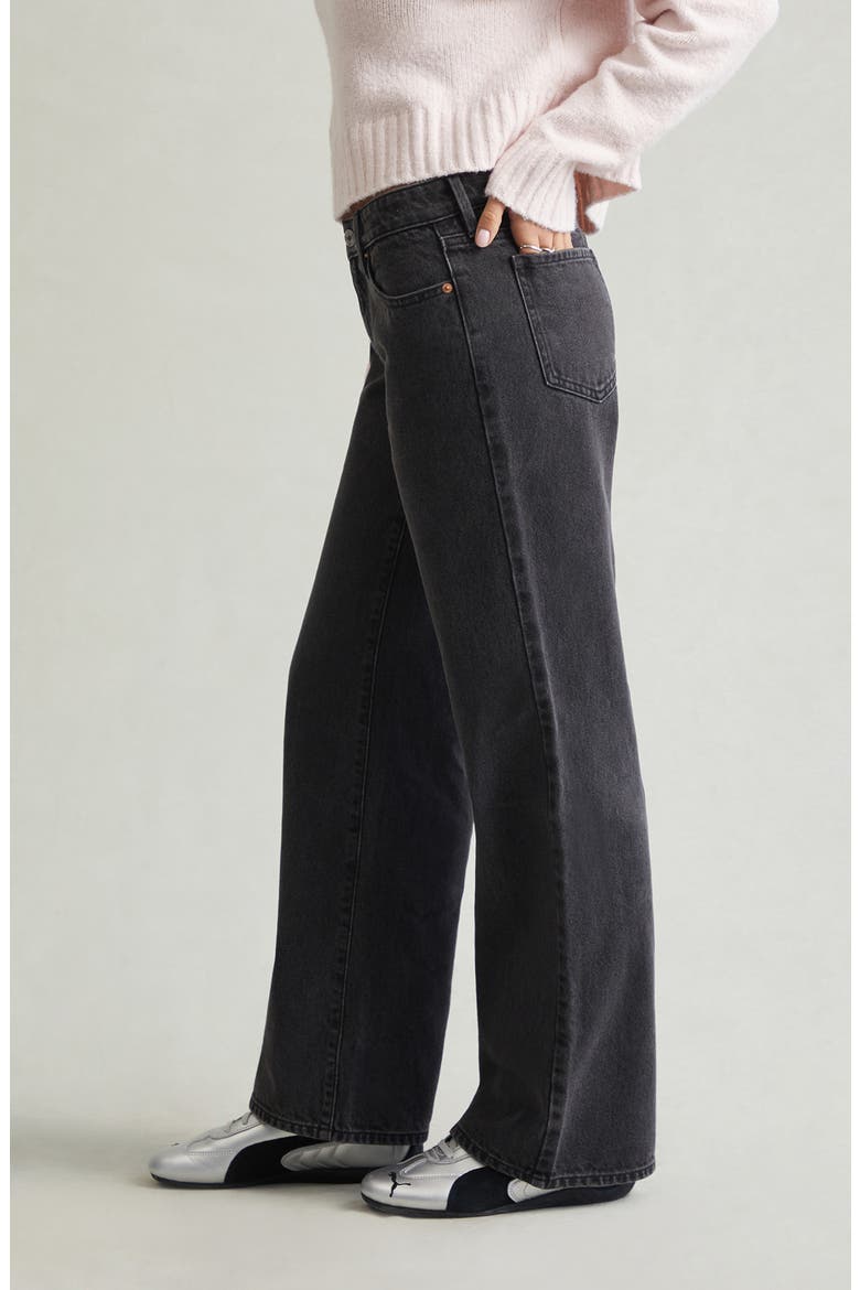 Zoe Low Rise Wide Leg Girlfriend Jeans, Alternate, color, BLACK